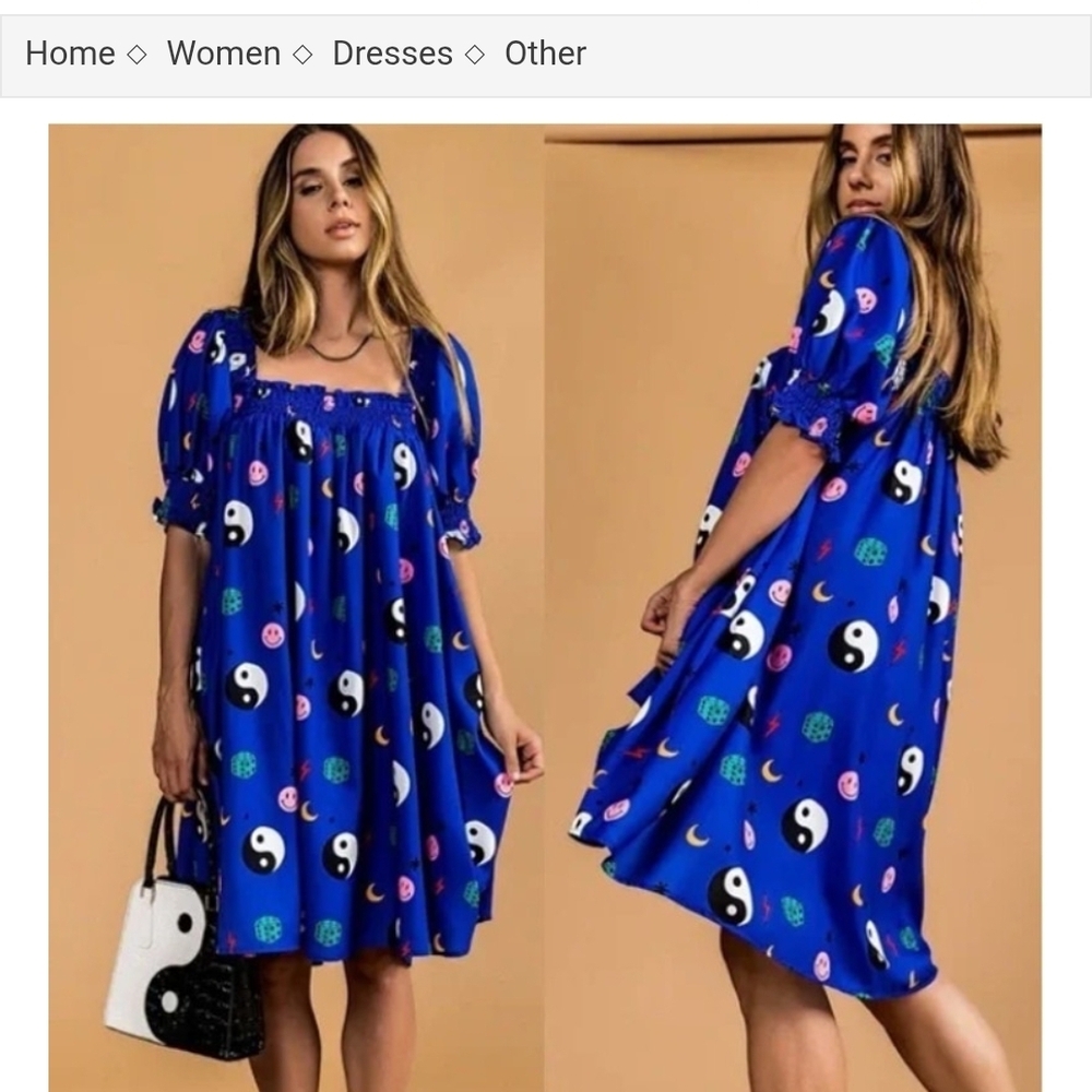 Dressed In Lala Forget The Rules Yin Yang Patterned Smocked Midi Dress